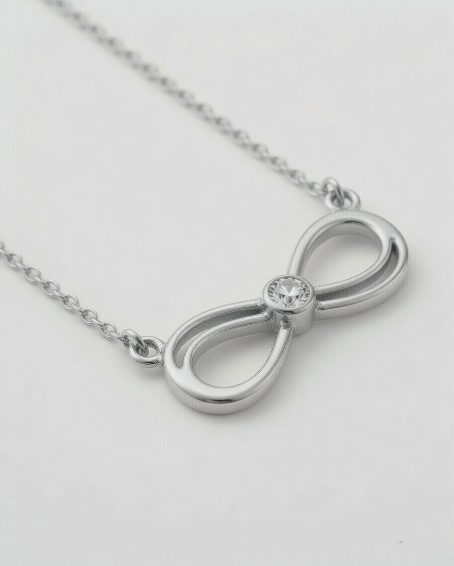 Infinity Love Diamond Pendant 18K White Gold