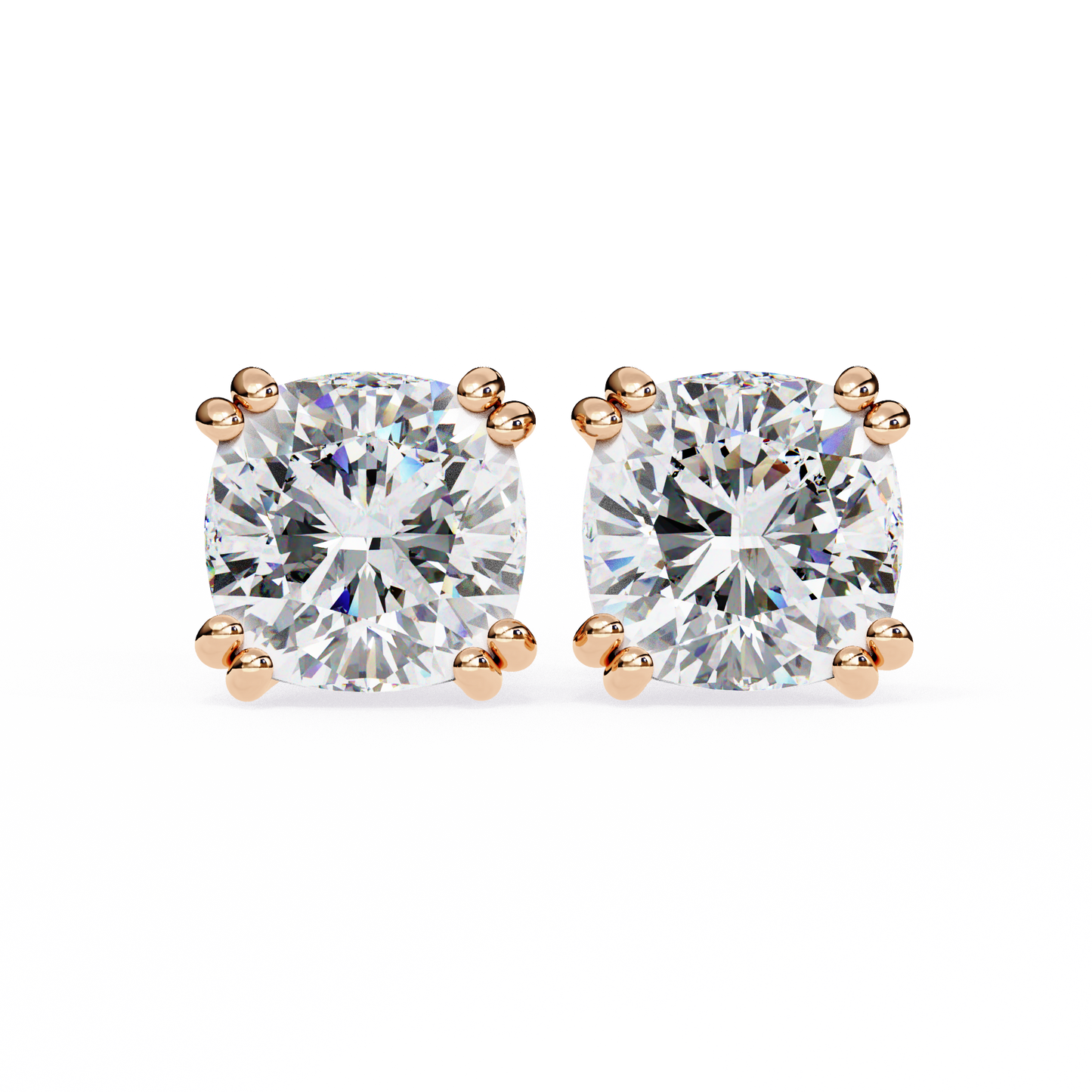 14K Rose Gold Lab Grown Diamond Solitaire Stud Earrings 2.20 ctw DAE-132