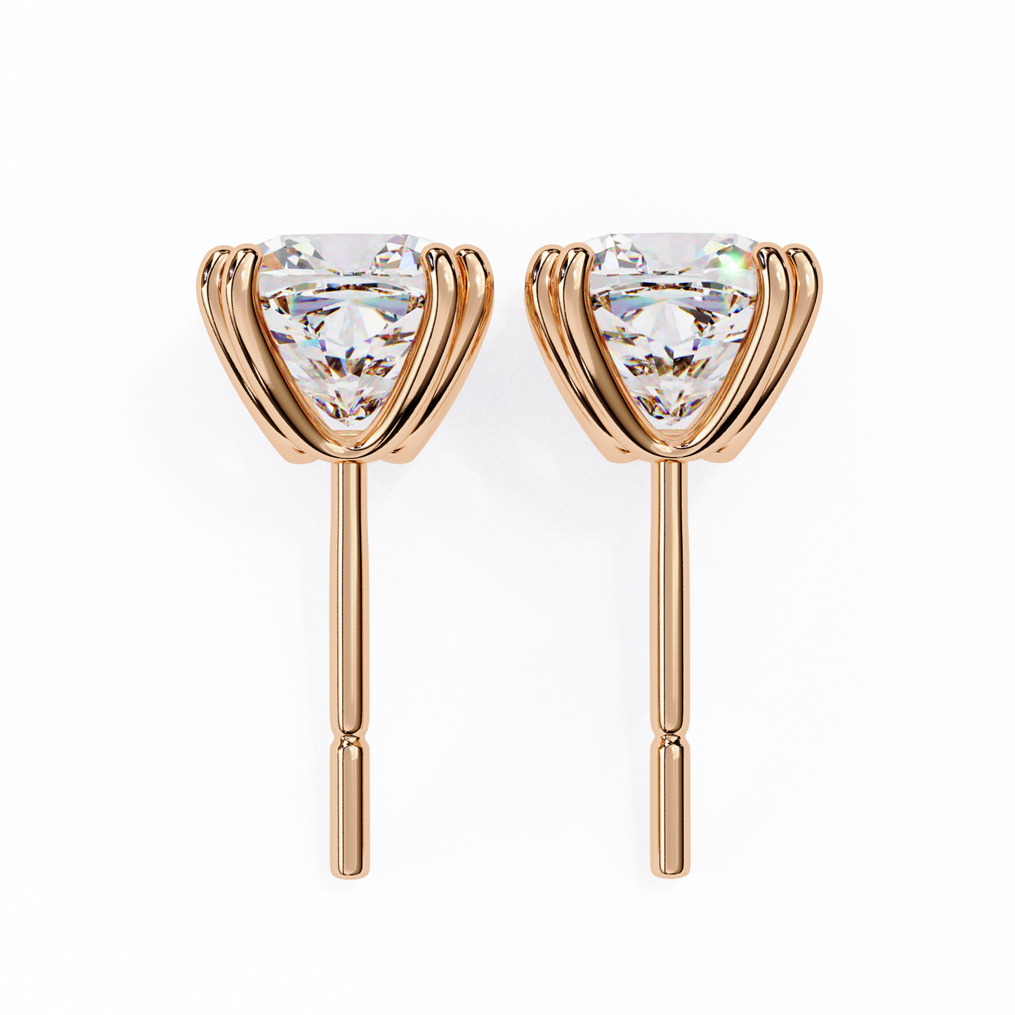 14K Rose Gold Lab Grown Diamond Solitaire Stud Earrings 2.20 ctw DAE-132