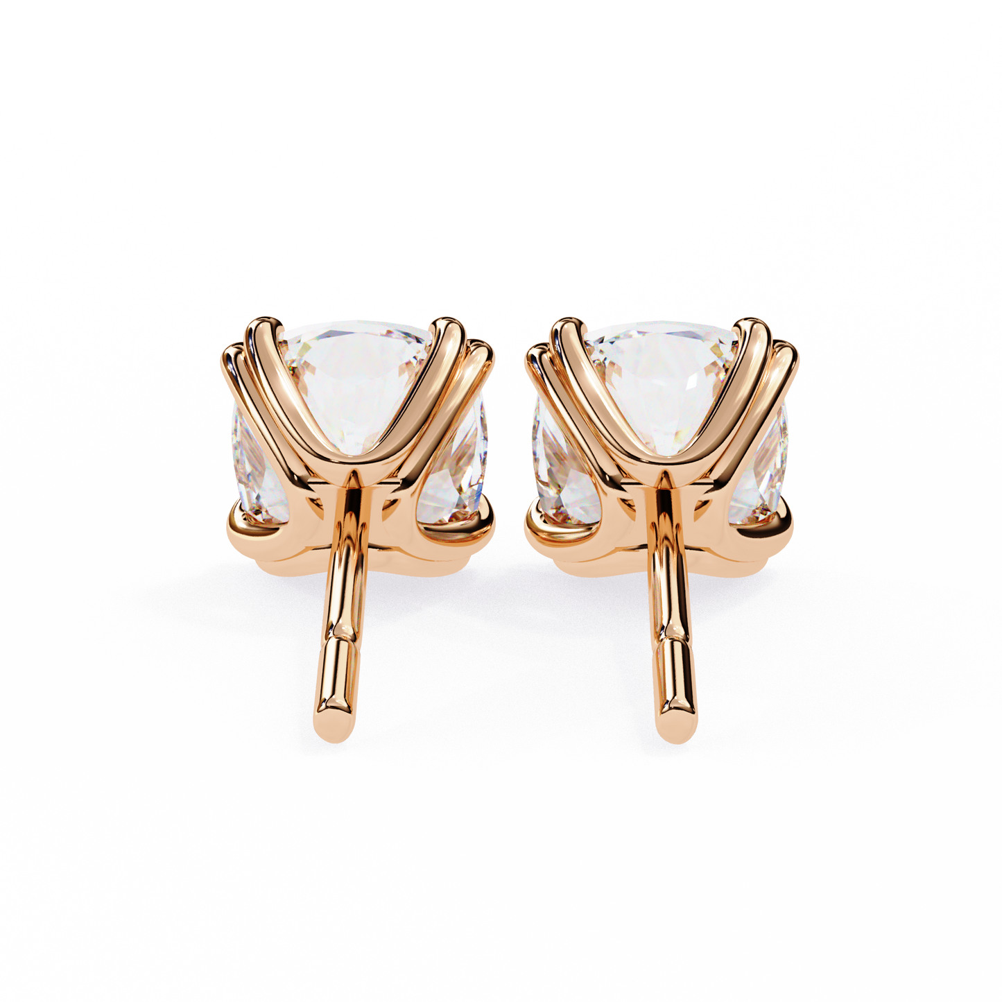14K Rose Gold Lab Grown Diamond Solitaire Stud Earrings 2.20 ctw DAE-132