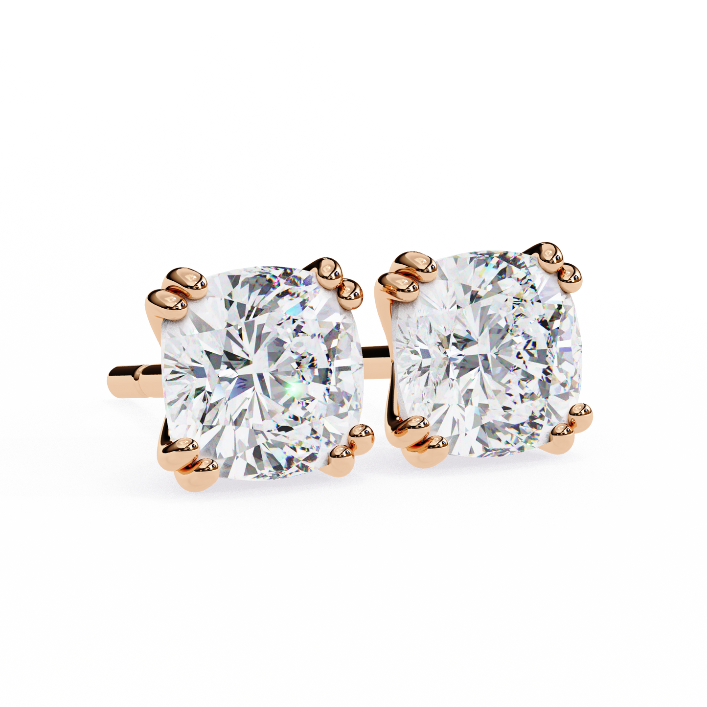 14K Rose Gold Lab Grown Diamond Solitaire Stud Earrings 2.20 ctw DAE-132