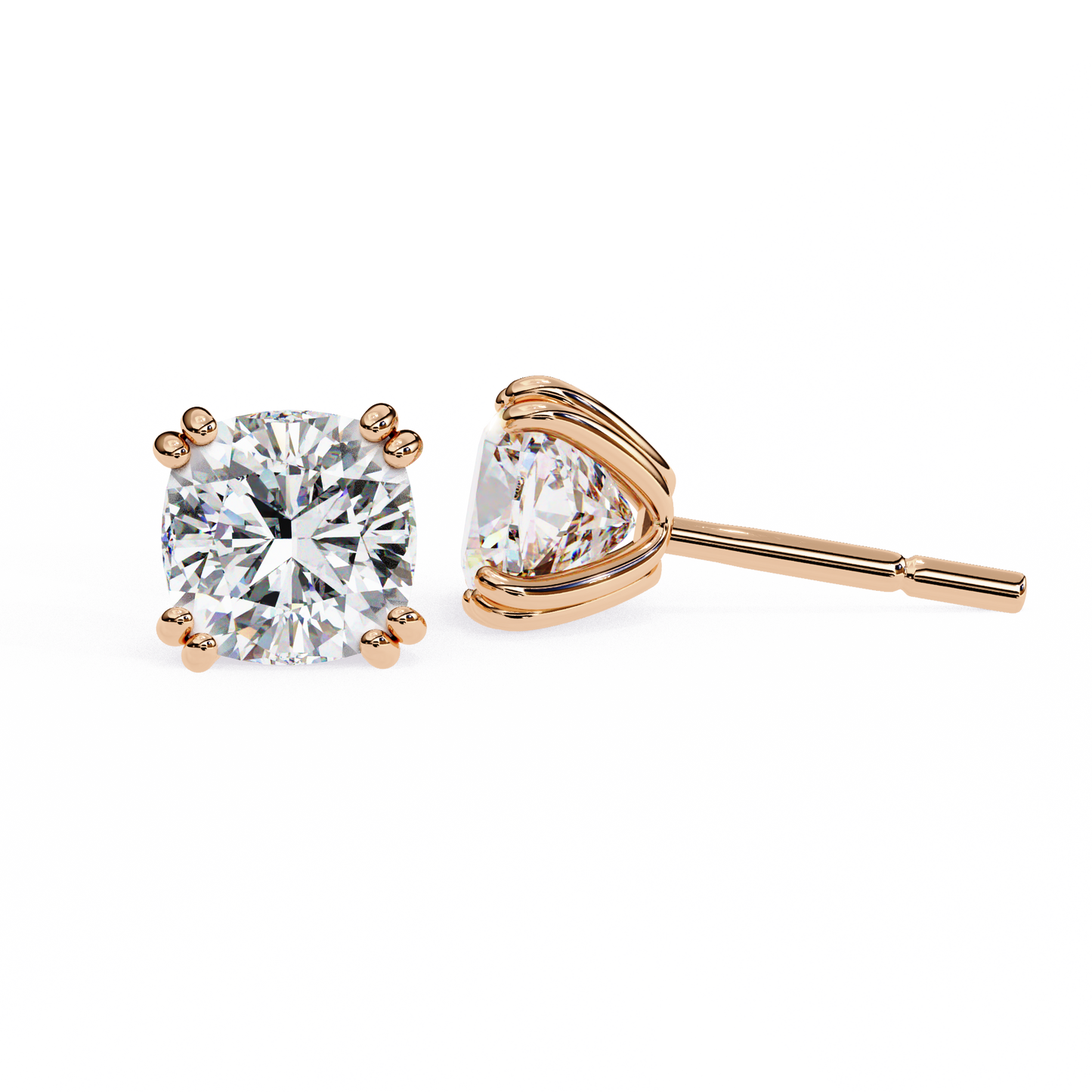 14K Rose Gold Lab Grown Diamond Solitaire Stud Earrings 2.20 ctw DAE-132