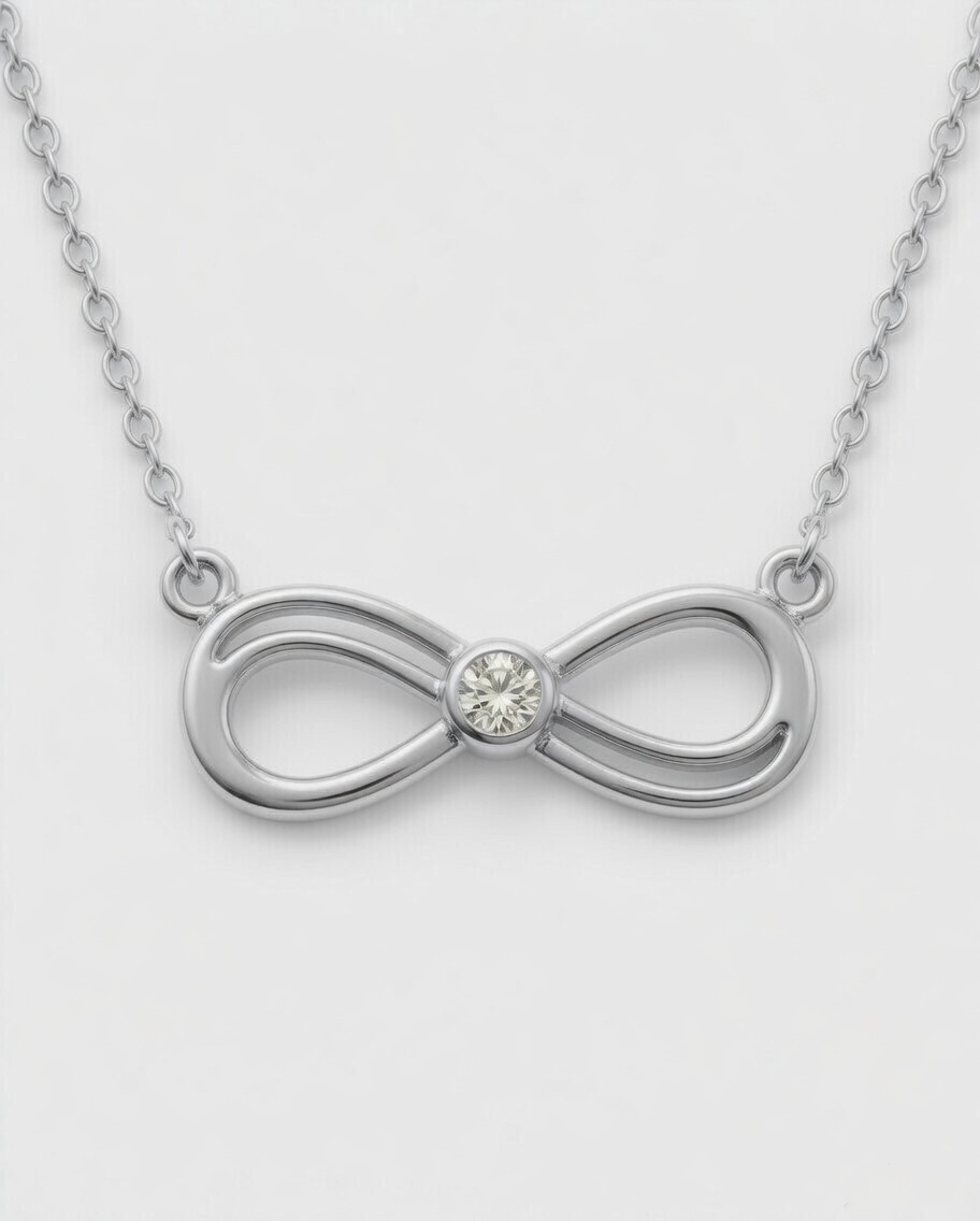 Infinity Love Diamond Pendant 18K White Gold