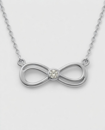 Infinity Love Diamond Pendant 18K White Gold
