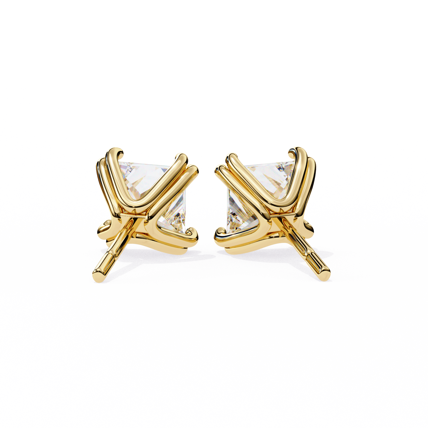18K Yellow Gold Lab Grown Diamond Solitaire Stud Earrings 3.00 ctw DAE-130