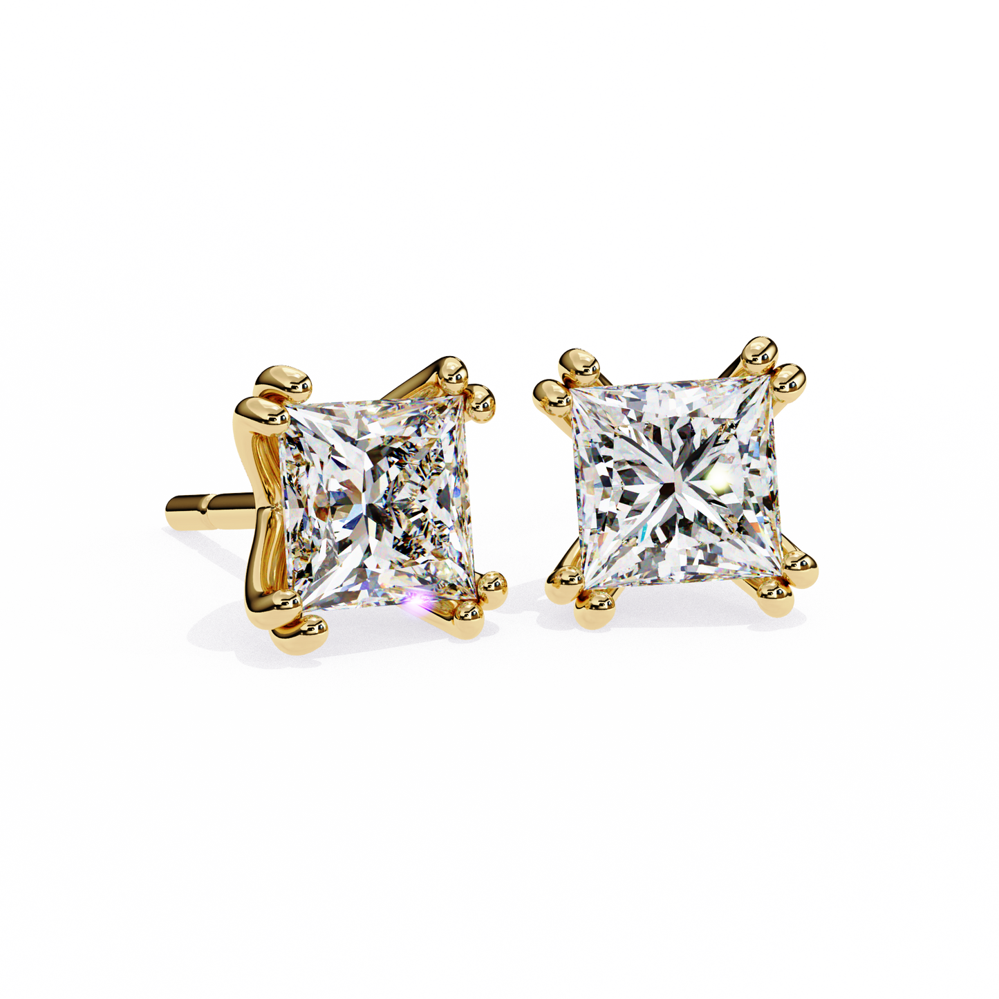 18K Yellow Gold Lab Grown Diamond Solitaire Stud Earrings 3.00 ctw DAE-130