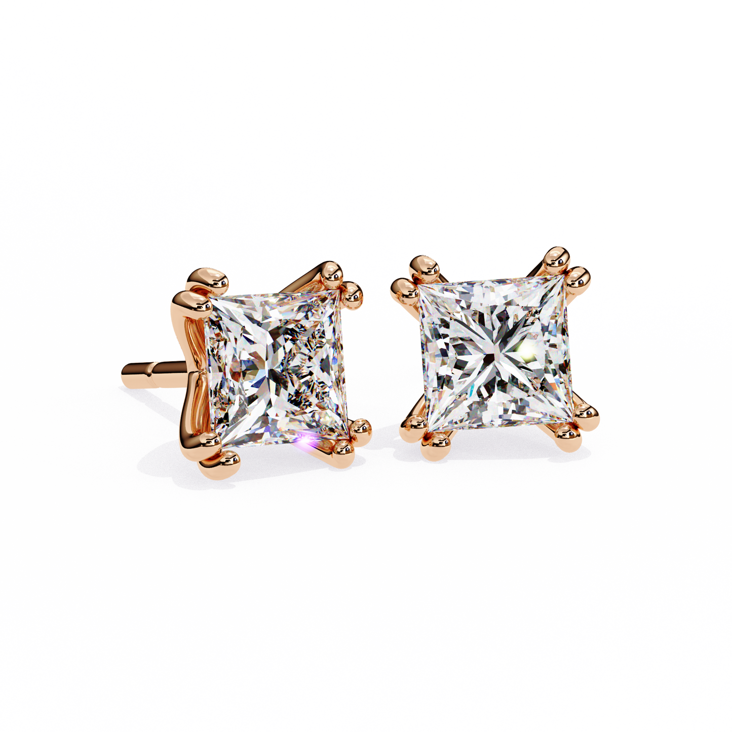 10K Rose Gold Lab Grown Diamond Solitaire Stud Earrings 3.00 ctw DAE-130