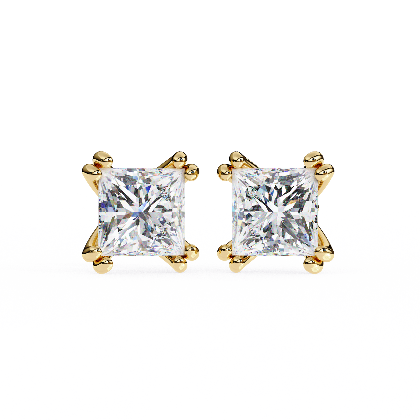 18K Yellow Gold Lab Grown Diamond Solitaire Stud Earrings 3.00 ctw DAE-130