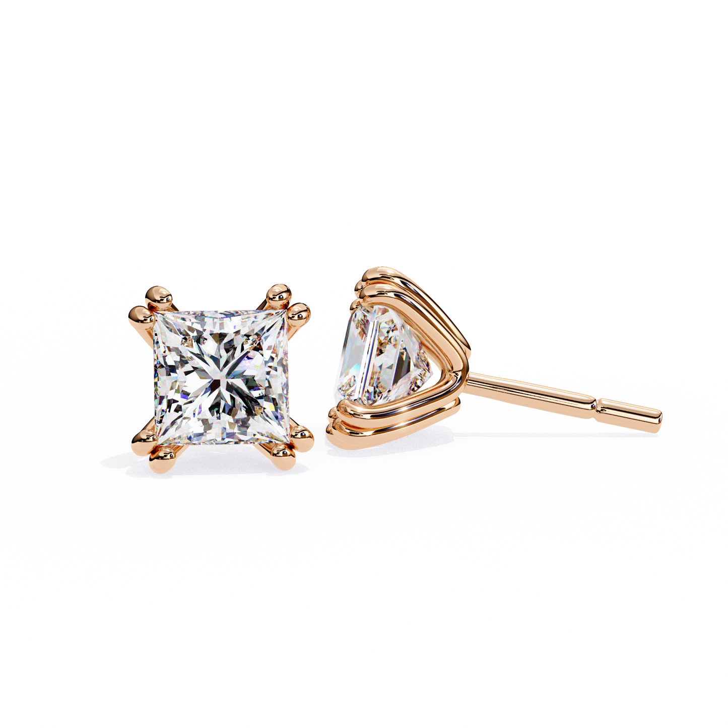 10K Rose Gold Lab Grown Diamond Solitaire Stud Earrings 3.00 ctw DAE-130