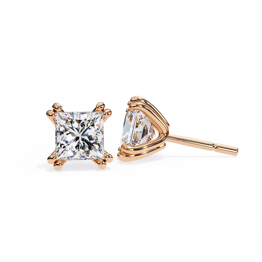 10K Rose Gold Lab Grown Diamond Solitaire Stud Earrings 3.00 ctw DAE-130
