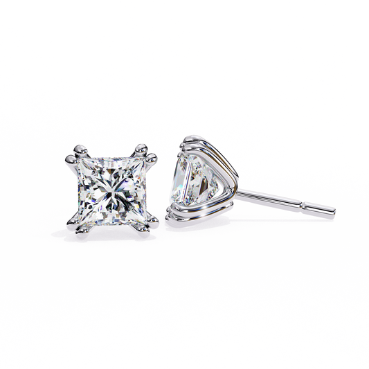 18K White Gold Lab Grown Diamond Solitaire Stud Earrings 3.00 ctw DAE-130