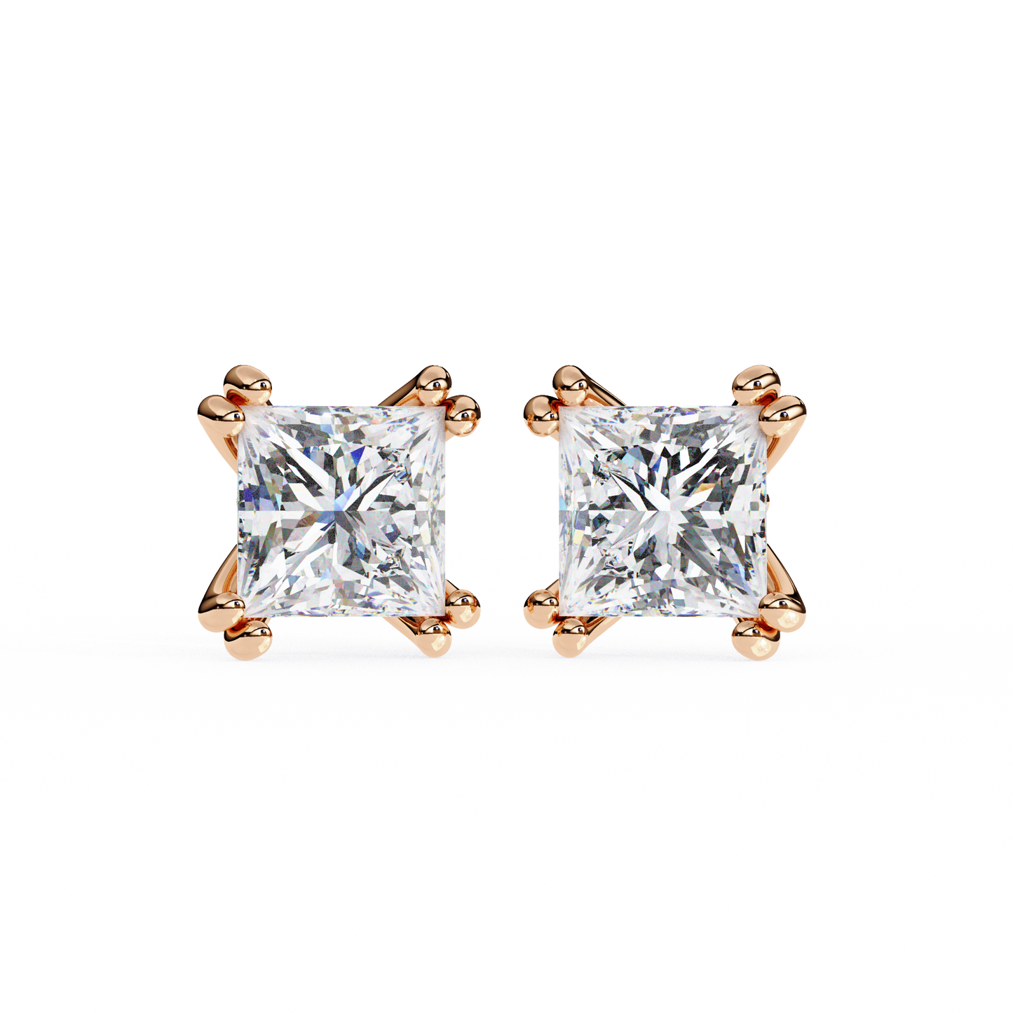 10K Rose Gold Lab Grown Diamond Solitaire Stud Earrings 3.00 ctw DAE-130