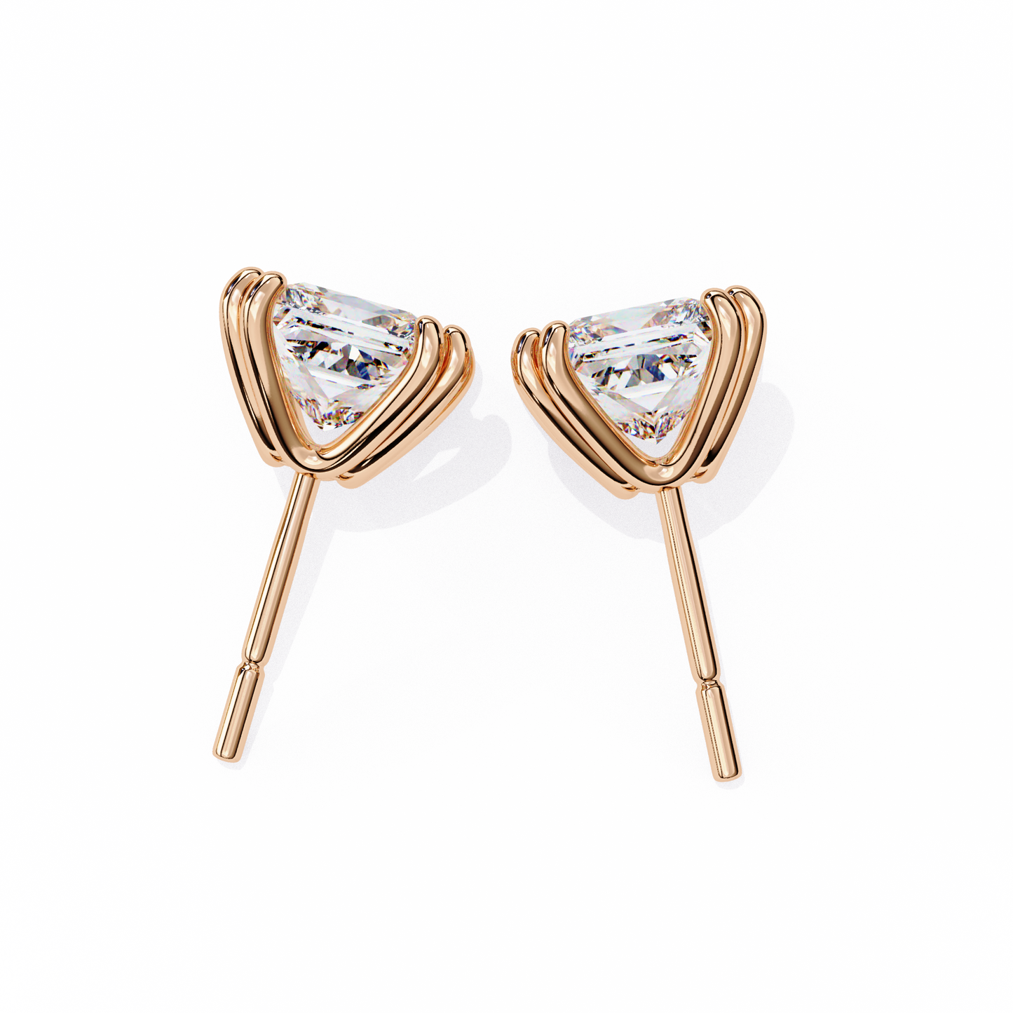 10K Rose Gold Lab Grown Diamond Solitaire Stud Earrings 3.00 ctw DAE-130