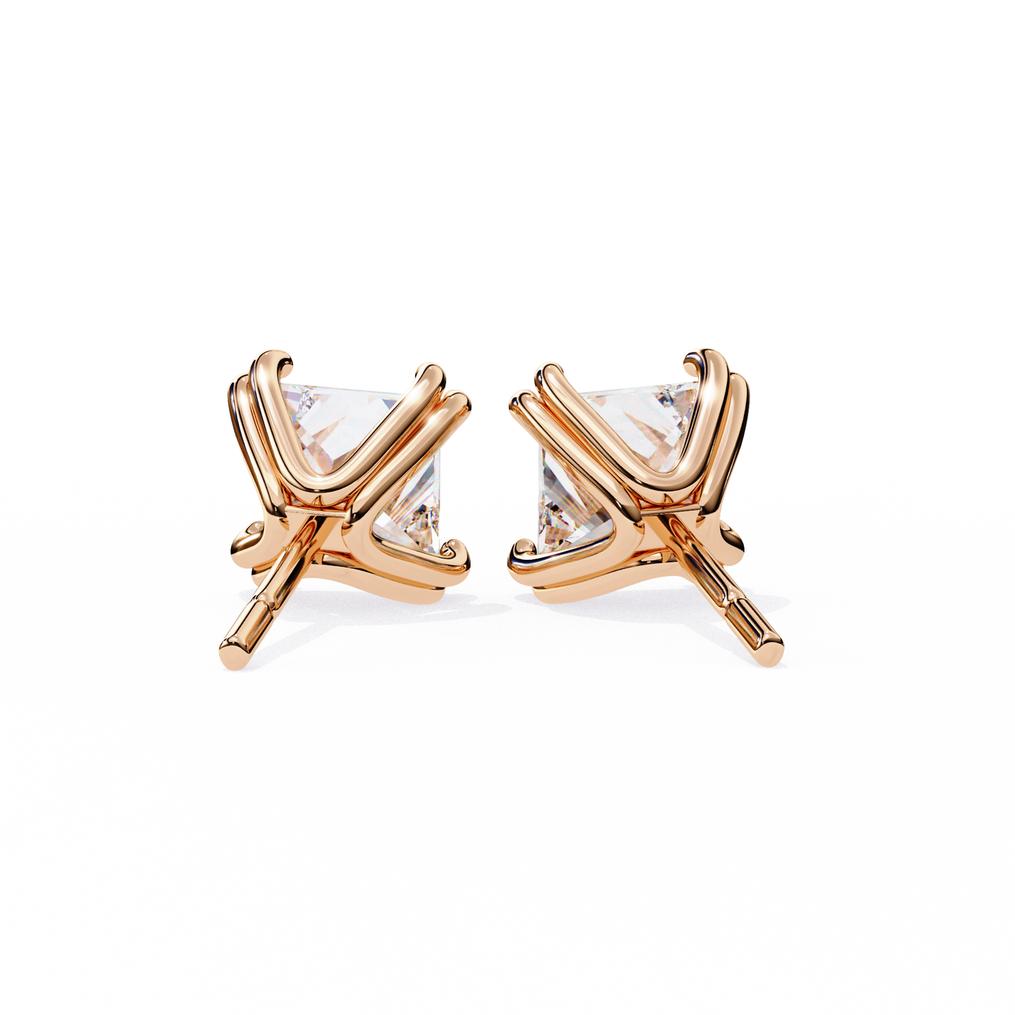 10K Rose Gold Lab Grown Diamond Solitaire Stud Earrings 3.00 ctw DAE-130