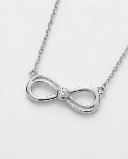 Infinity Love Diamond Pendant 18K White Gold