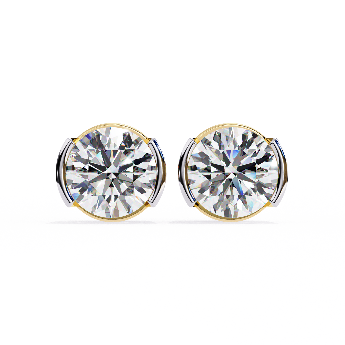 10K Two Tone Gold Lab Grown Diamond Solitaire Stud Earrings 2.57 ctw DAE-118