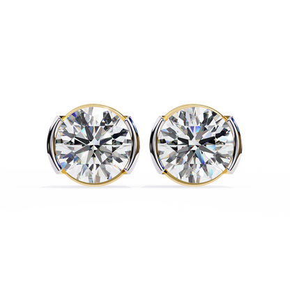 10K Two Tone Gold Lab Grown Diamond Solitaire Stud Earrings 2.57 ctw DAE-118