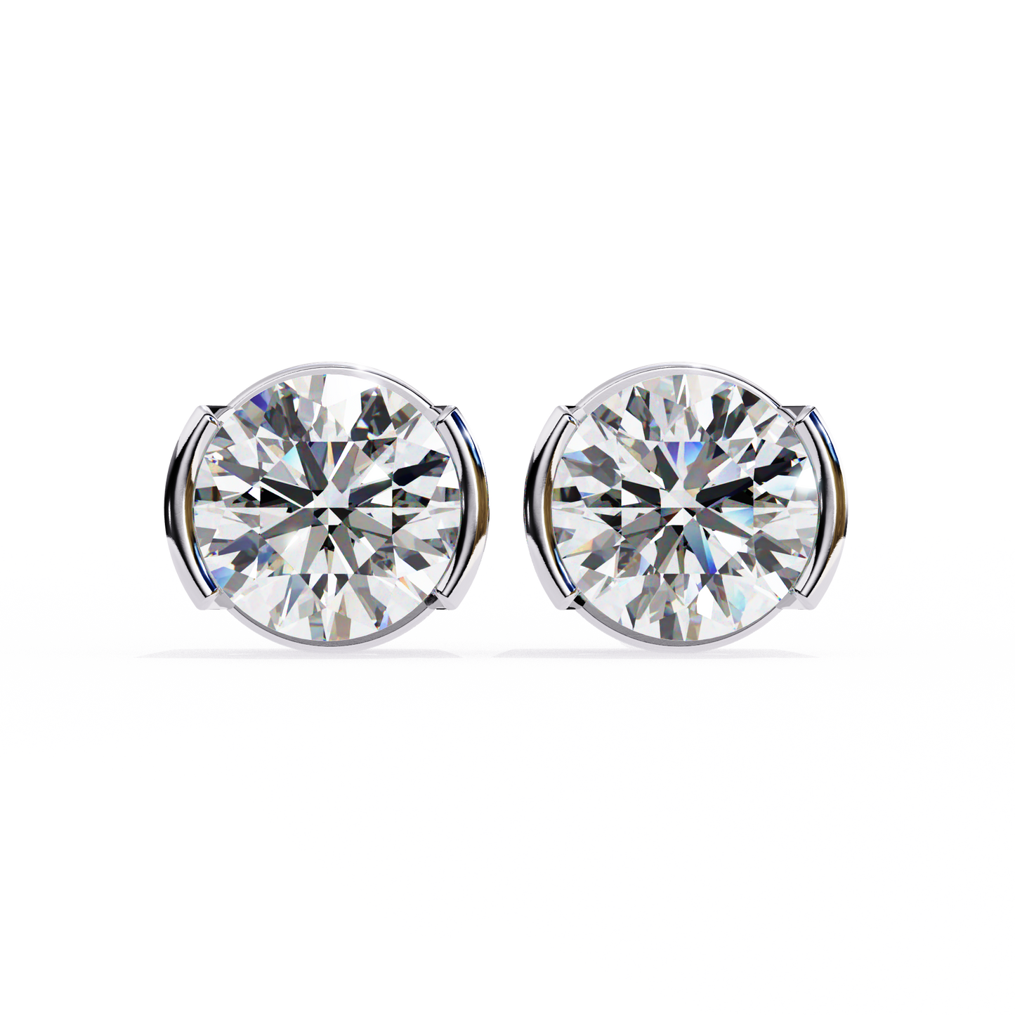 10K White Gold Lab Grown Diamond Solitaire Stud Earrings 2.57 ctw DAE-118