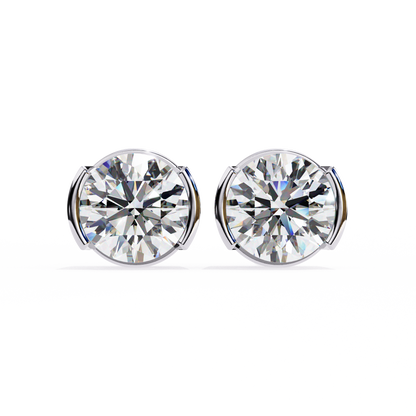 10K White Gold Lab Grown Diamond Solitaire Stud Earrings 2.57 ctw DAE-118
