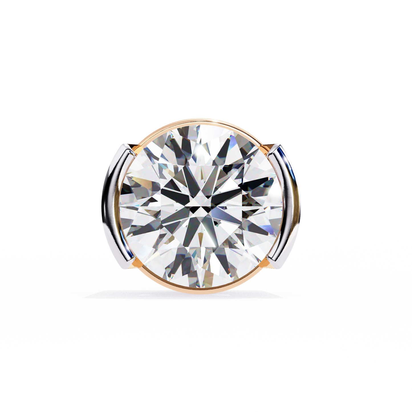 18K Two Tone Gold Lab Grown Diamond Solitaire Stud Earrings 2.57 ctw DAE-118