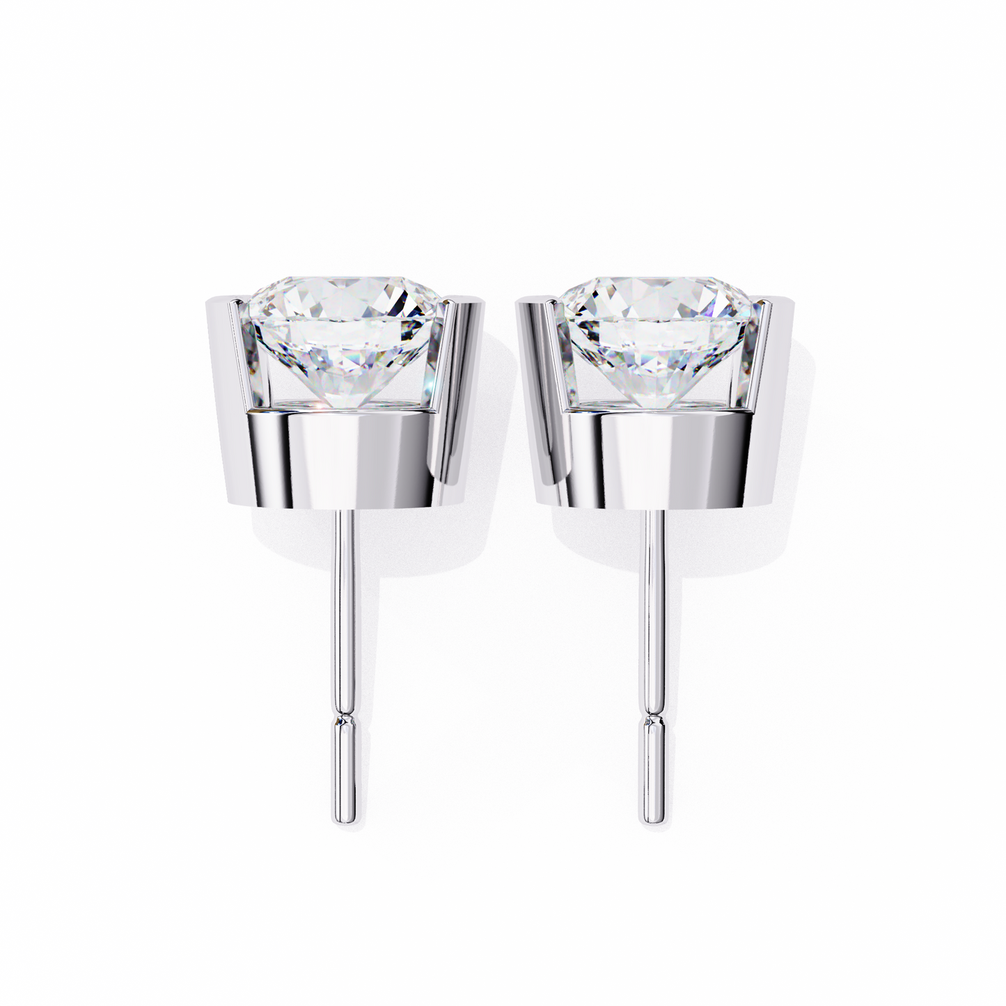 10K White Gold Lab Grown Diamond Solitaire Stud Earrings 2.57 ctw DAE-118