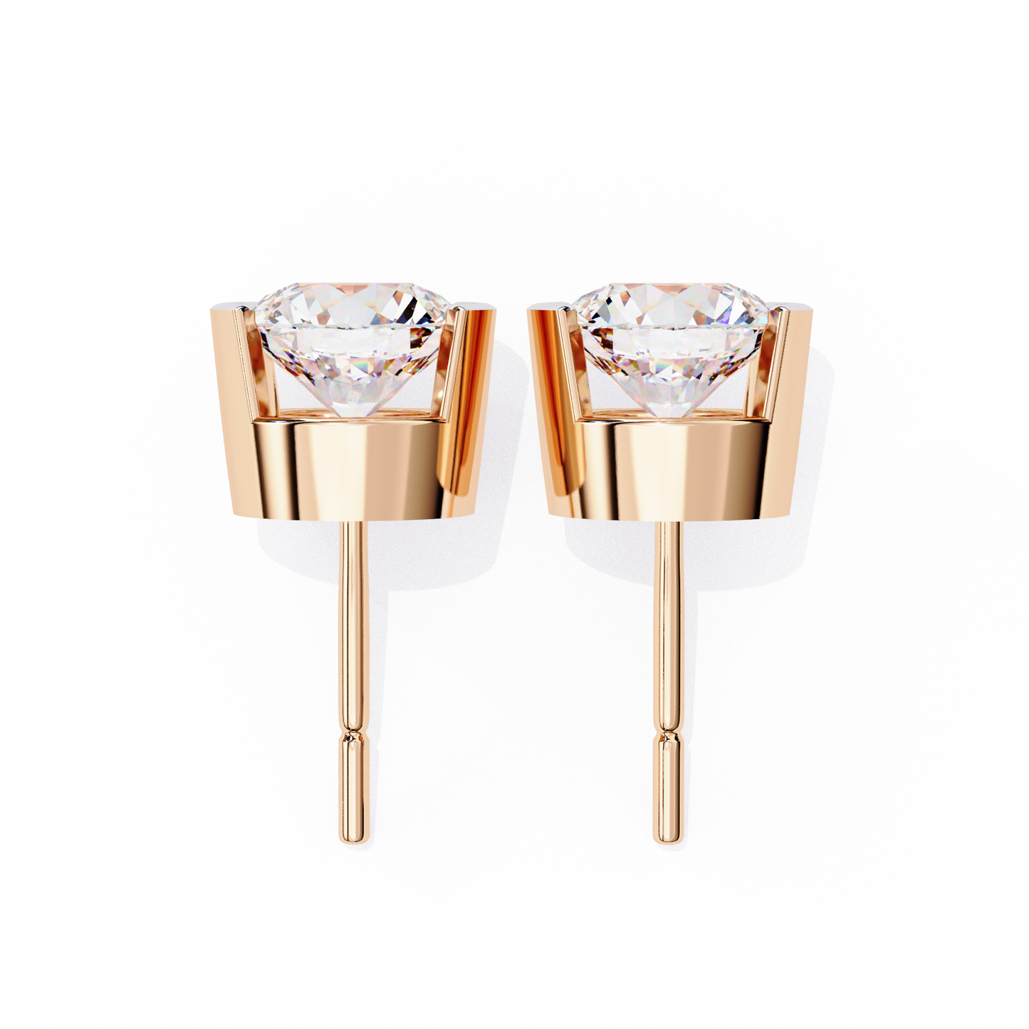 18K Two Tone Gold Lab Grown Diamond Solitaire Stud Earrings 2.57 ctw DAE-118