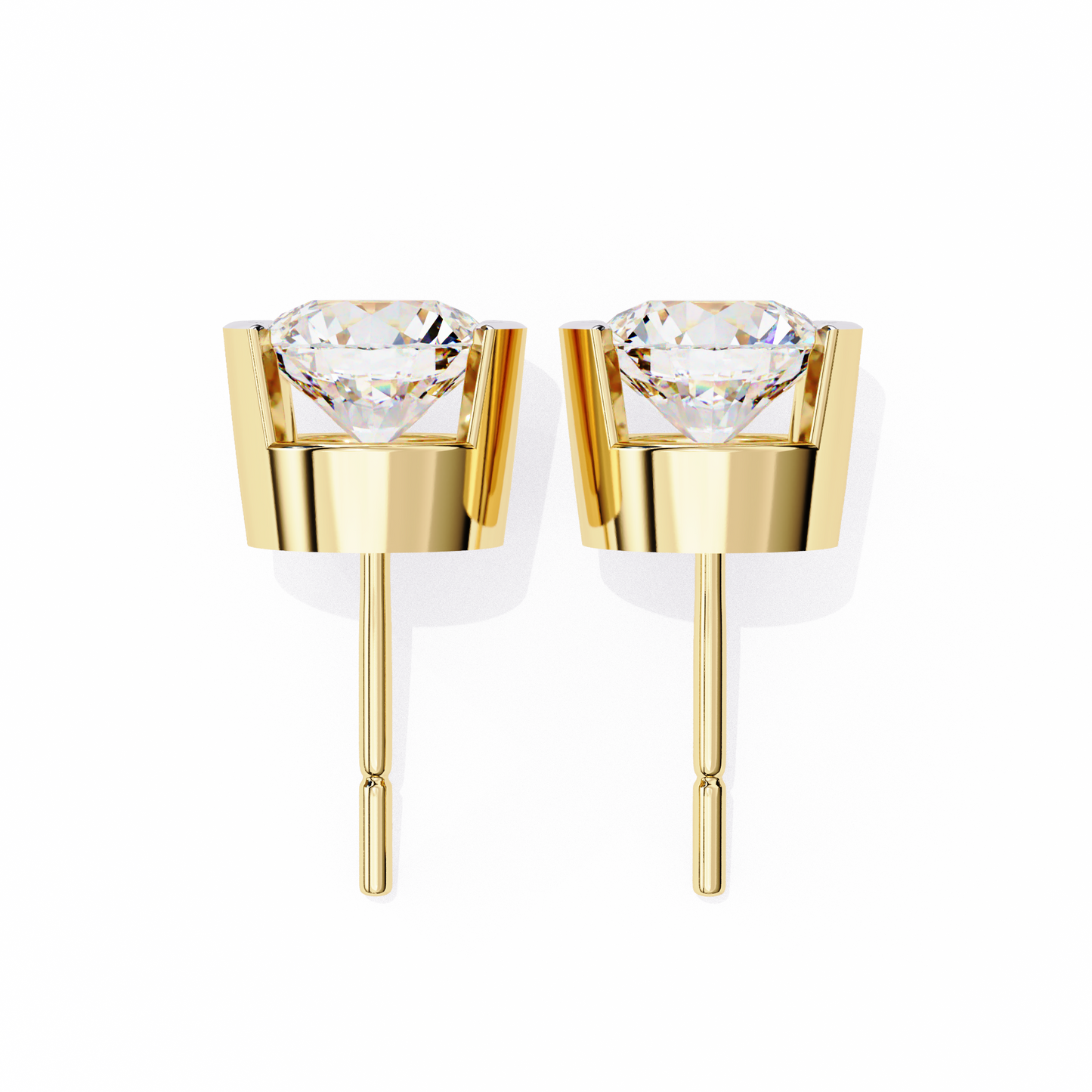 10K Two Tone Gold Lab Grown Diamond Solitaire Stud Earrings 2.57 ctw DAE-118