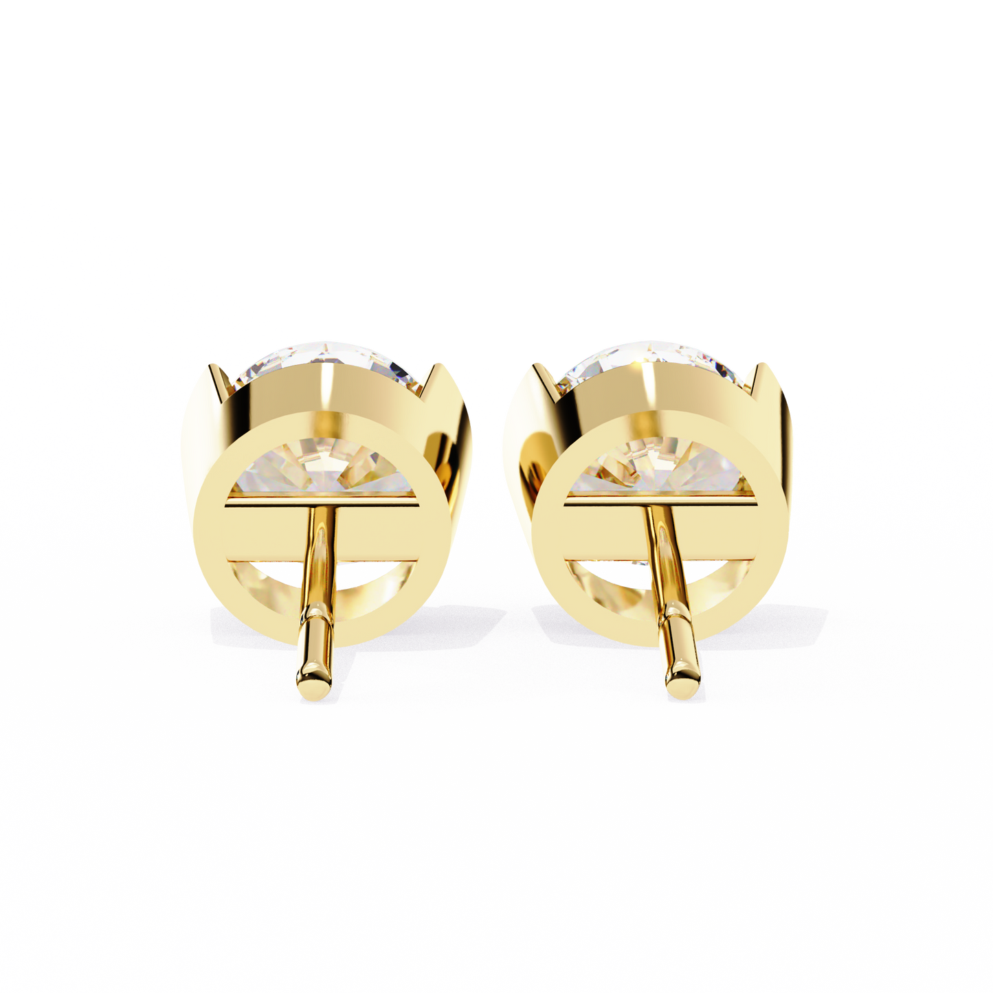 10K Two Tone Gold Lab Grown Diamond Solitaire Stud Earrings 2.57 ctw DAE-118