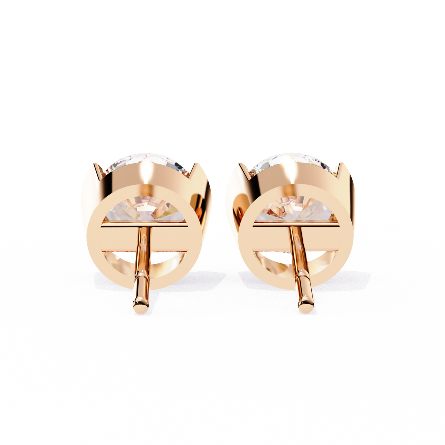 18K Two Tone Gold Lab Grown Diamond Solitaire Stud Earrings 2.57 ctw DAE-118