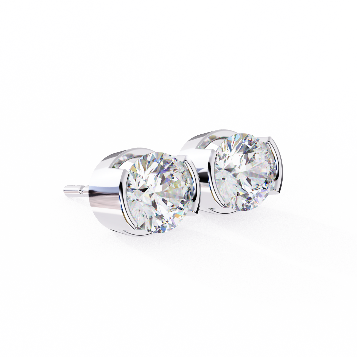 10K White Gold Lab Grown Diamond Solitaire Stud Earrings 2.57 ctw DAE-118