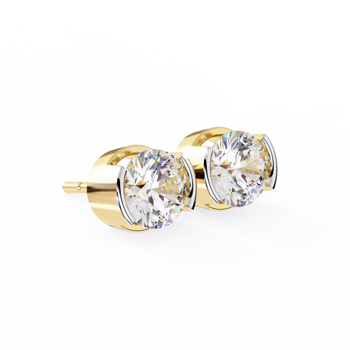 10K Two Tone Gold Lab Grown Diamond Solitaire Stud Earrings 2.57 ctw DAE-118