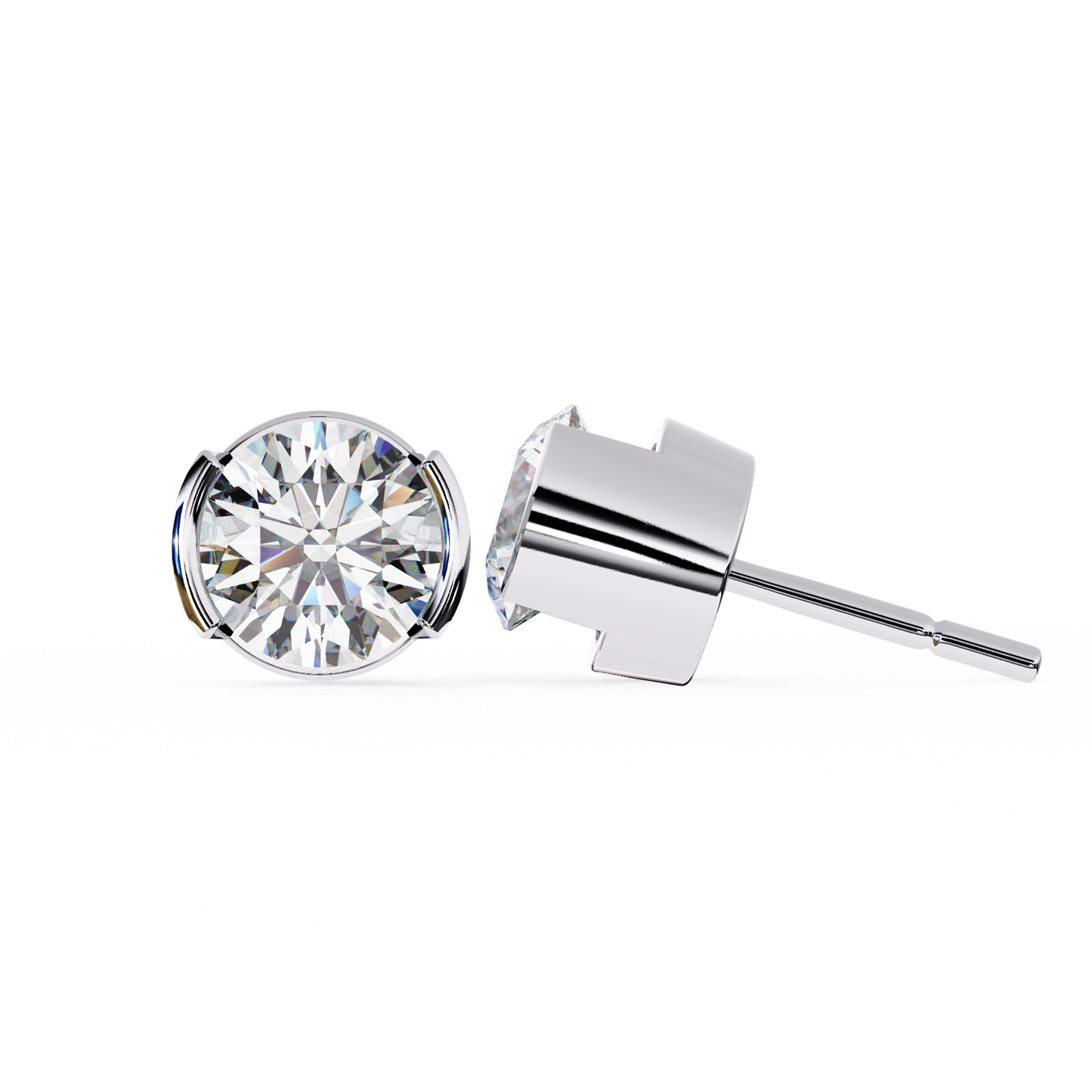 10K White Gold Lab Grown Diamond Solitaire Stud Earrings 2.57 ctw DAE-118