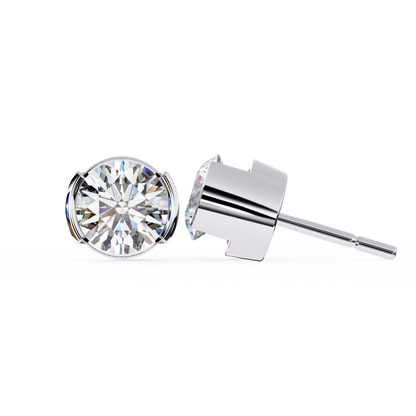 10K White Gold Lab Grown Diamond Solitaire Stud Earrings 2.57 ctw DAE-118