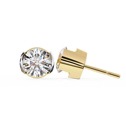 10K Two Tone Gold Lab Grown Diamond Solitaire Stud Earrings 2.57 ctw DAE-118