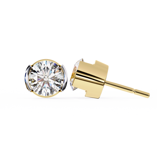 10K Two Tone Gold Lab Grown Diamond Solitaire Stud Earrings 2.57 ctw DAE-118