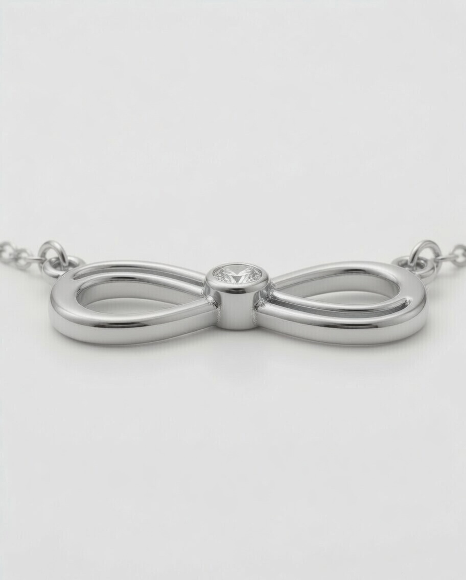 Infinity Love Diamond Pendant 18K White Gold