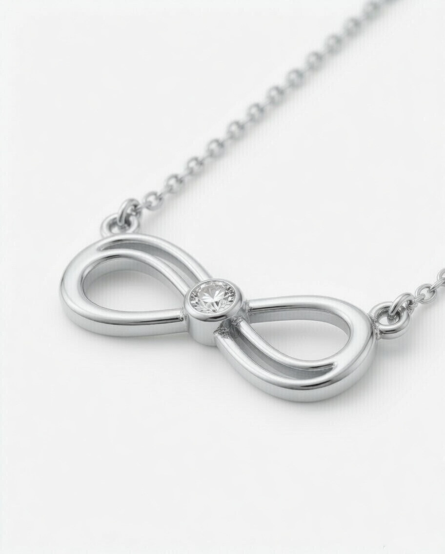 Infinity Love Diamond Pendant 18K White Gold