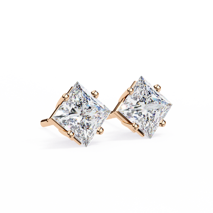 10K Rose Gold Lab Grown Diamond Solitaire Stud Earrings 2.40 ctw DAE-124