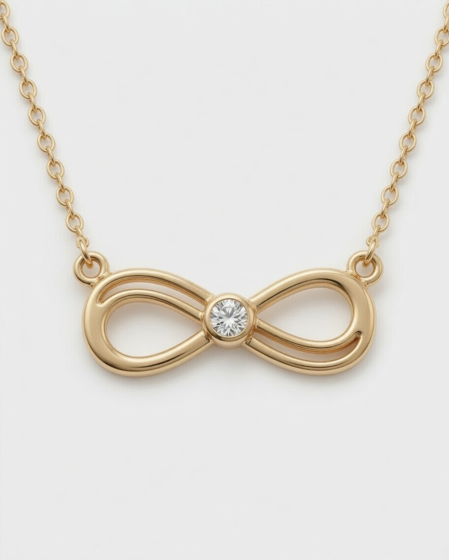 Infinity Love Diamond Pendant 18K Yellow Gold
