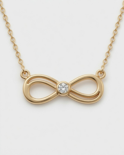 Infinity Love Diamond Pendant 18K Yellow Gold