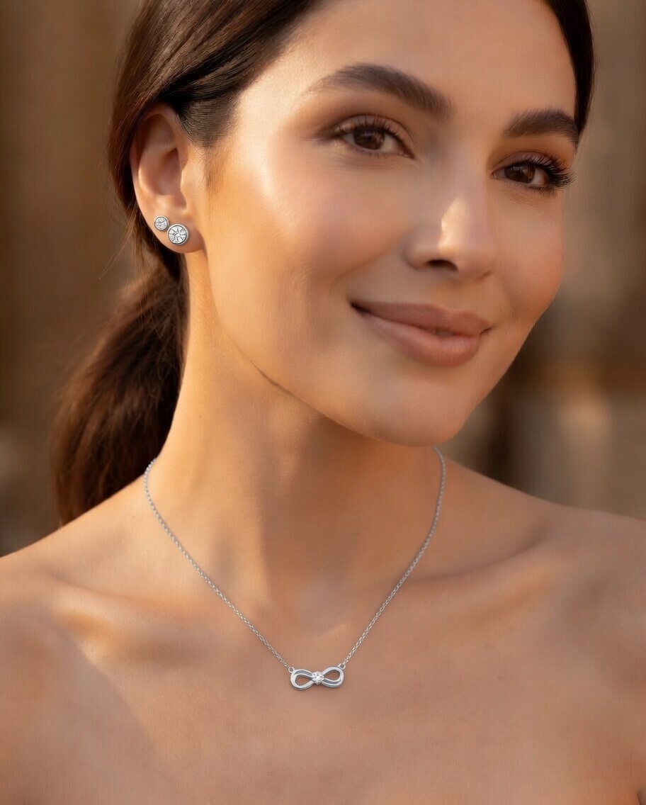 Infinity Love Diamond Pendant 18K White Gold
