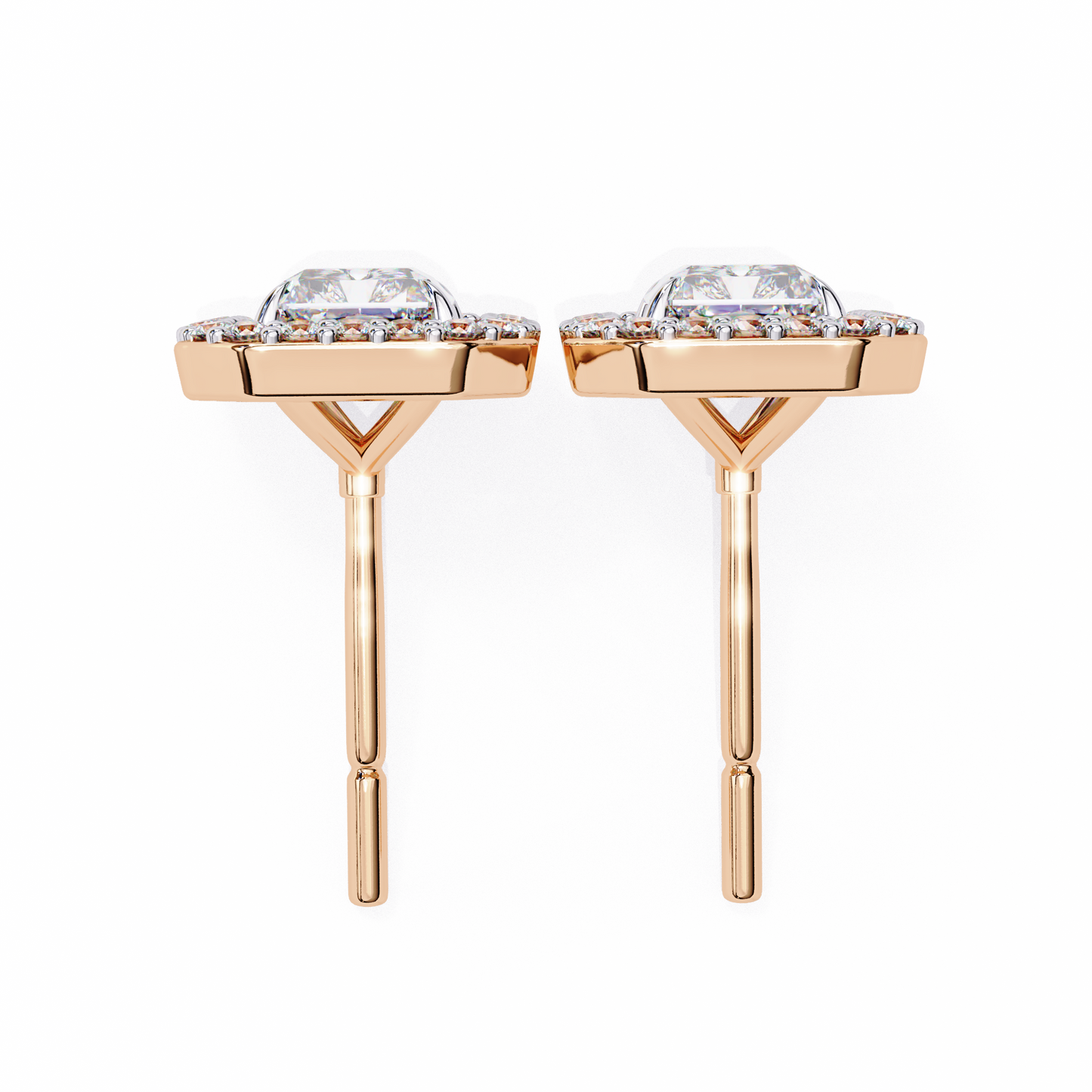 10K Rose Gold Lab Grown Diamond Halo Earrings 1.92 ctw DAE-148