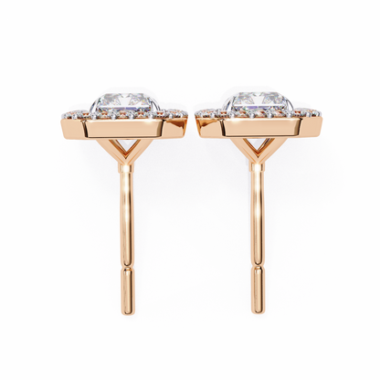 10K Rose Gold Lab Grown Diamond Halo Earrings 1.92 ctw DAE-148