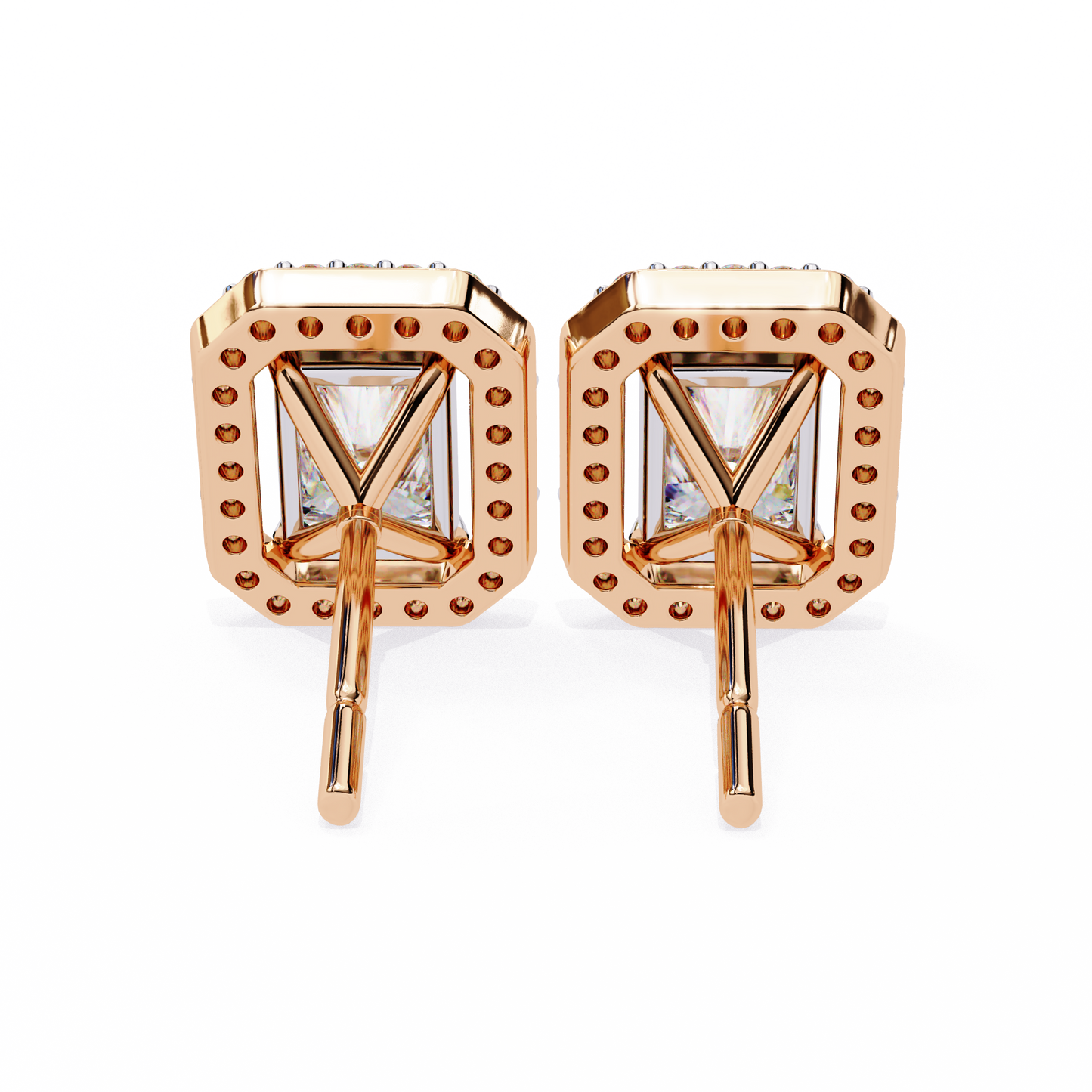 10K Rose Gold Lab Grown Diamond Halo Earrings 1.92 ctw DAE-148