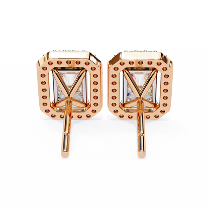 10K Rose Gold Lab Grown Diamond Halo Earrings 1.92 ctw DAE-148