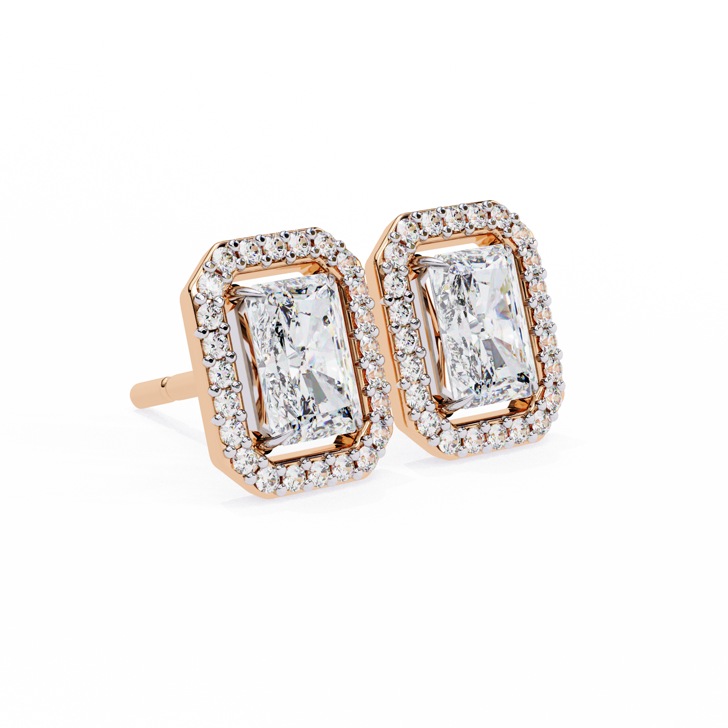 10K Rose Gold Lab Grown Diamond Halo Earrings 1.92 ctw DAE-148