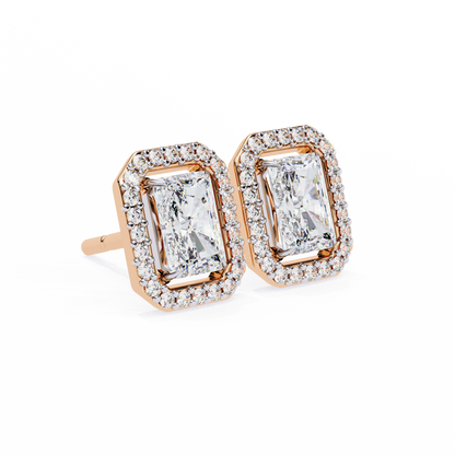 10K Rose Gold Lab Grown Diamond Halo Earrings 1.92 ctw DAE-148