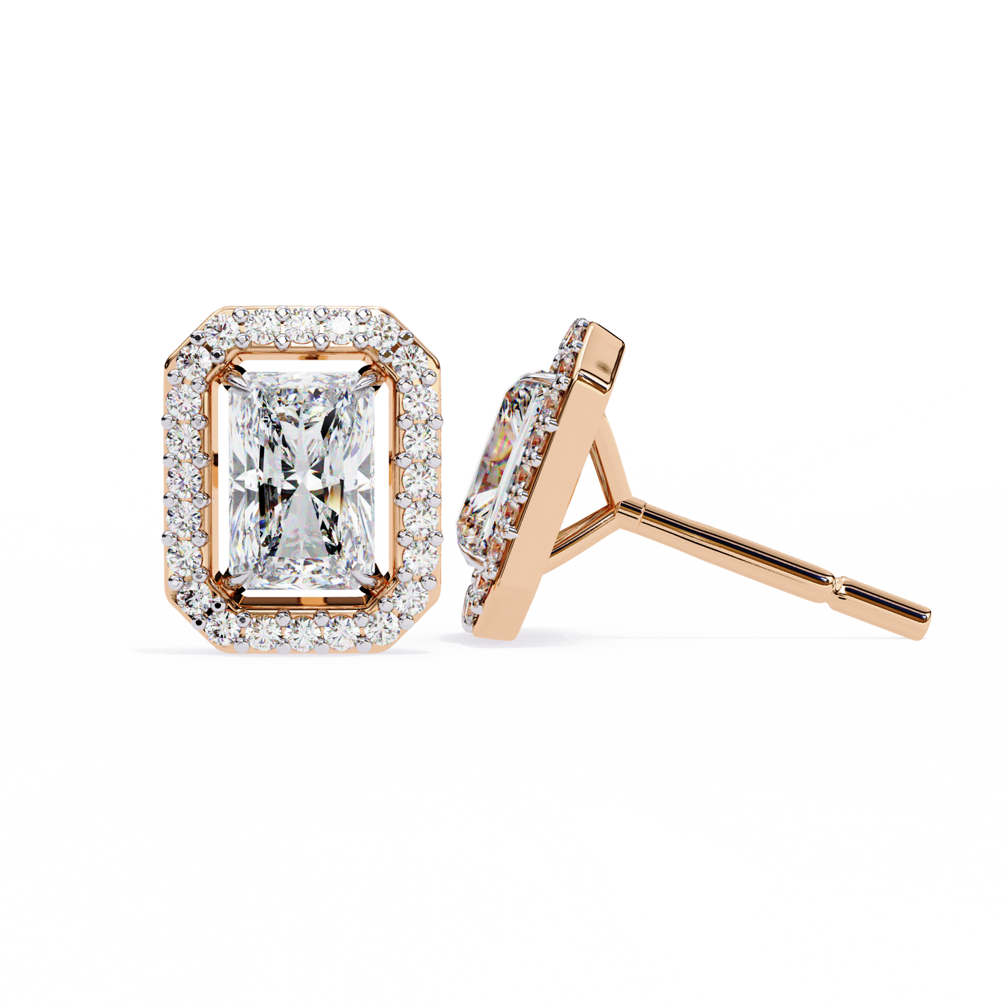 10K Rose Gold Lab Grown Diamond Halo Earrings 1.92 ctw DAE-148