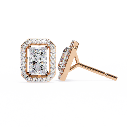 10K Rose Gold Lab Grown Diamond Halo Earrings 1.92 ctw DAE-148