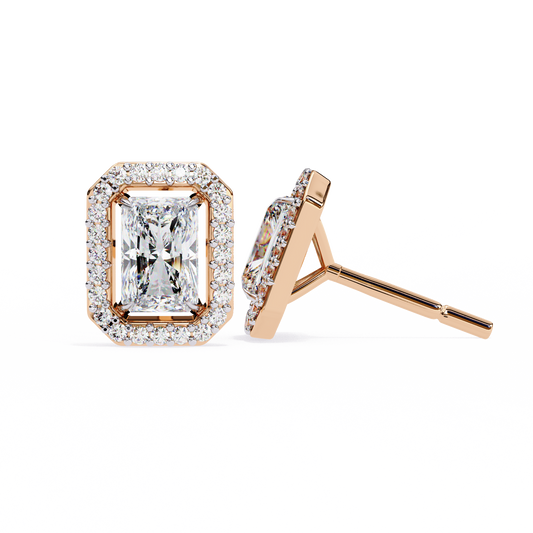 10K Rose Gold Lab Grown Diamond Halo Earrings 1.92 ctw DAE-148